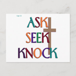 Matt 7:7 customizable christian gift postcard