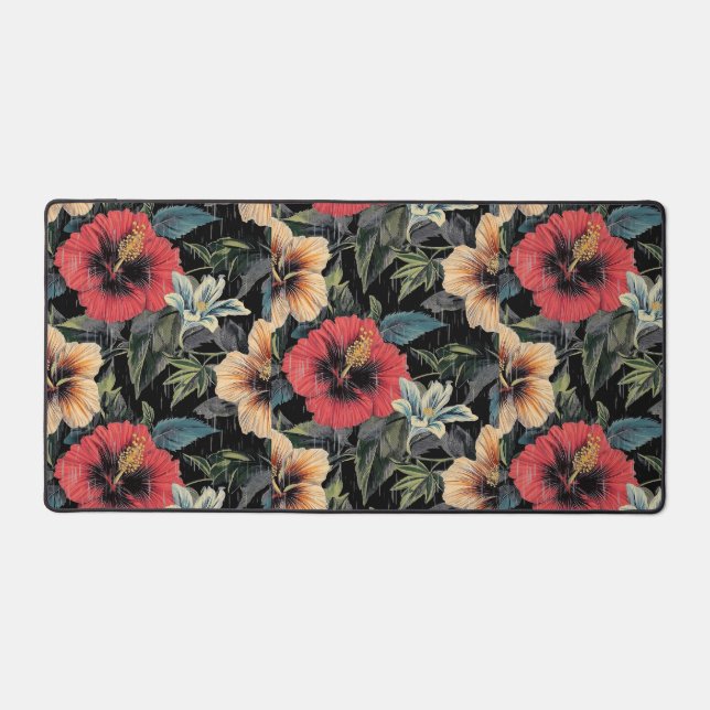 Matt de bureau avec Hibiscus Floral Design (Recto)