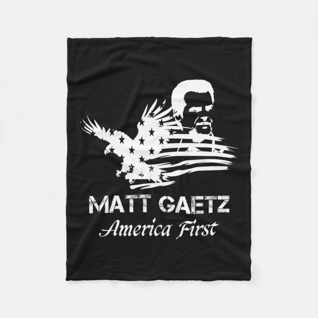 Matt Gaetz Face American Flag Eagle Trump 2024 Usa Fleece Blanket (Front)