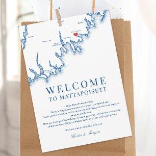 Mattapoisett MA Wedding Welcome Letter Navy Blue Thank You Card