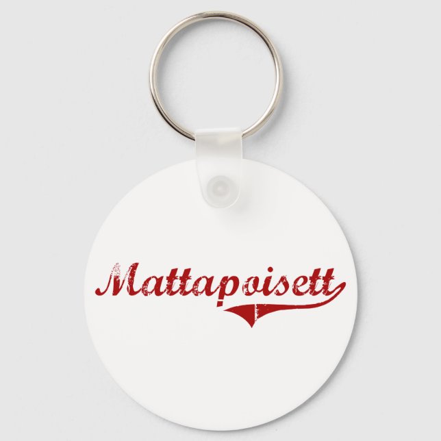 Mattapoisett Massachusetts Classic Design Keychain (Front)