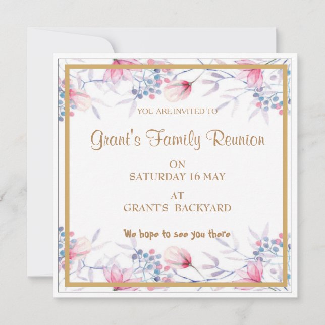 Matte 5.25" x 5.25", Standard white envelopes incl Invitation (Front)