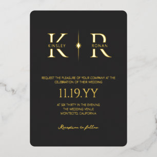 Matte Black Elegant Flare Monogram Wedding