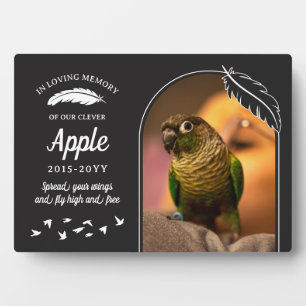 Matte Black Feathers In Loving Memory Pet Bird Plaque