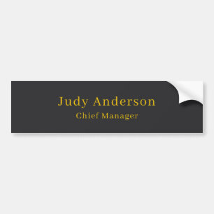Matte Black Gold Professional Plain Modern Elegant Bumper Sticker