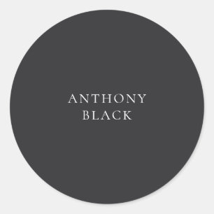 Matte Black Minimalist Plain Elegant Classical Classic Round Sticker