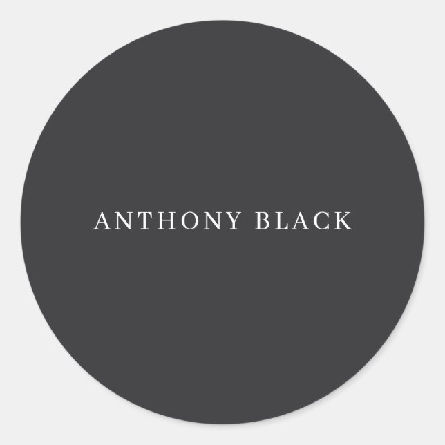 Matte Black Minimalist Plain Elegant Classical Classic Round Sticker (Front)