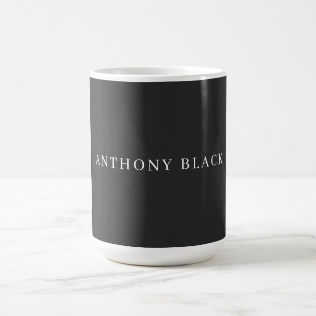 Matte Black Minimalist Plain Elegant Classical Coffee Mug (Center)