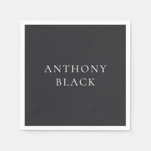 Matte Black Minimalist Plain Elegant Classical Napkin