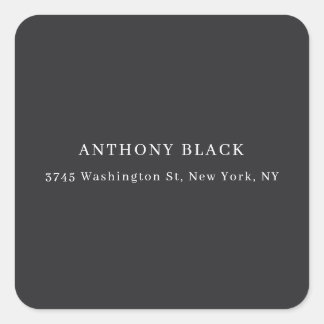 Matte Black Minimalist Plain Elegant Classical Square Sticker