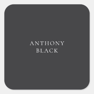 Matte Black Minimalist Plain Elegant Classical Square Sticker