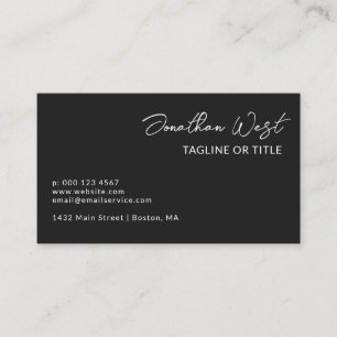 Matte Black Name In Signature Script One Sided Business Card