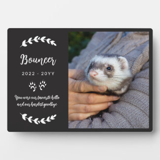 Matte Black Paws Pet Ferret Photo Memorial Plaque