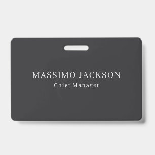 Matte Black Professional Plain Modern Elegant Badge