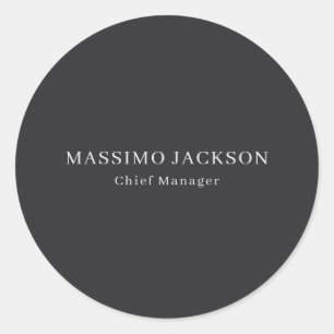 Matte Black Professional Plain Modern Elegant Classic Round Sticker