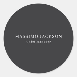 Matte Black Professional Plain Modern Elegant Classic Round Sticker