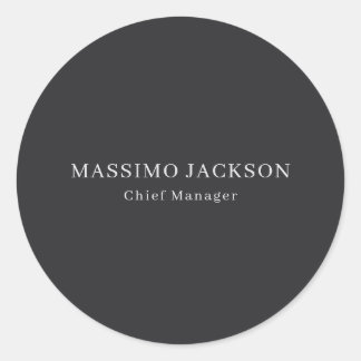 Matte Black Professional Plain Modern Elegant Classic Round Sticker