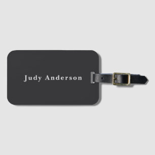 Matte Black Professional Plain Modern Elegant Luggage Tag