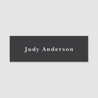 Matte Black Professional Plain Modern Elegant Name Tag