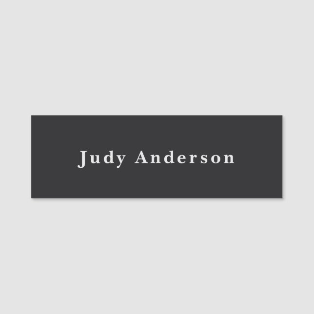 Matte Black Professional Plain Modern Elegant Name Tag (Front)