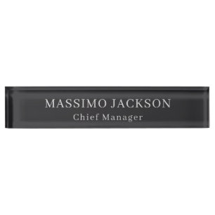 Matte Black Professional Plain Modern Elegant Nameplate