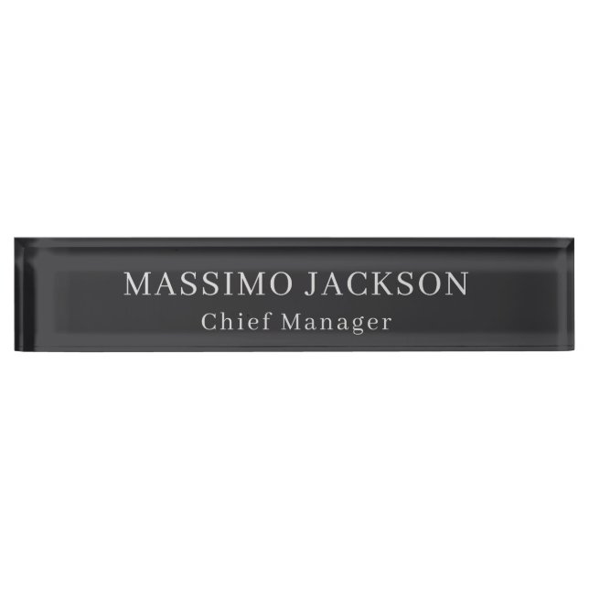 Matte Black Professional Plain Modern Elegant Nameplate (Front)