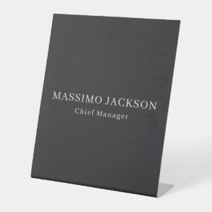 Matte Black Professional Plain Modern Elegant Pedestal Sign