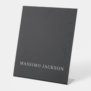 Matte Black Professional Plain Modern Elegant Pedestal Sign