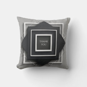 Matte Black & White Frame Modern Elegant Wedding Throw Pillow