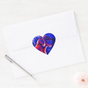 Matte Doggenaufkleber rot blau Herz Heart Sticker