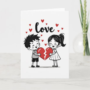 Matte Finish Red Hearts Love Card