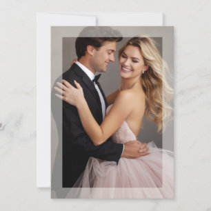 Matte frame photo wedding golden beige invitation