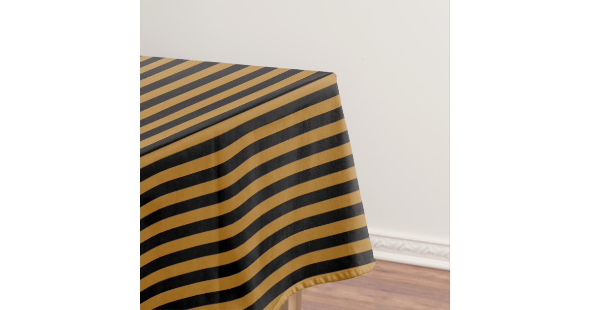 Matte Gold and Black Stripe Tablecloth Zazzle.ca