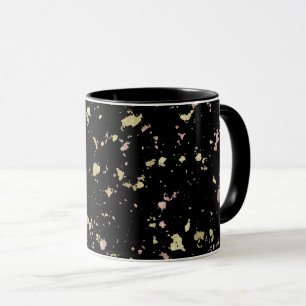 Matte Gold and Rose Gold Flakes Black Mug