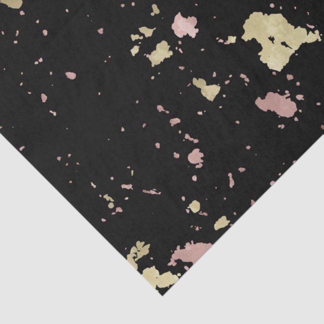 Matte Gold and Rose Gold Flakes Black Tissue Paper (Detail)