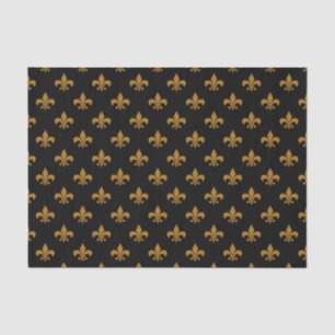 Matte Gold Fleur-de-lis on Black Tissue Paper
