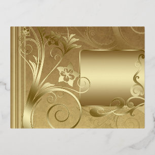 Matte gold labels foil invitation postcard