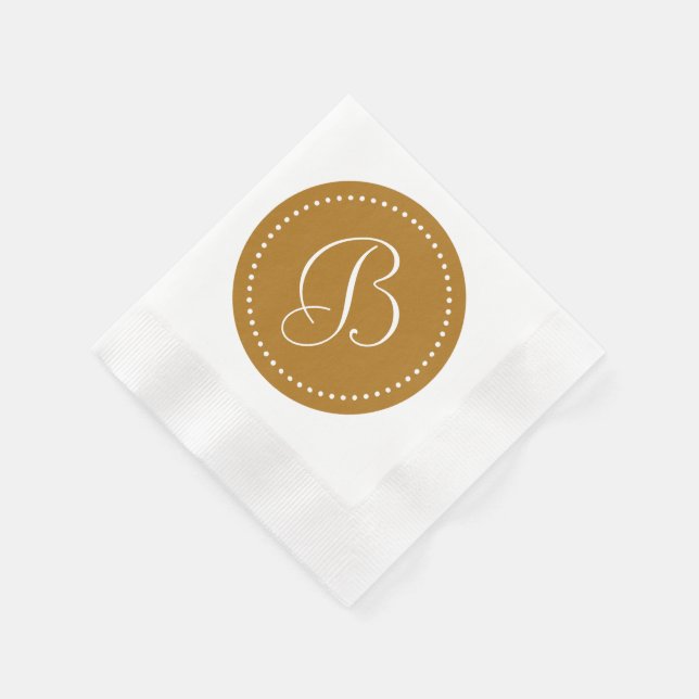 Matte Gold/White Dot Monogram Napkin (Corner)