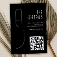 Matte Monogram Minimal Qr Code Wedding Black