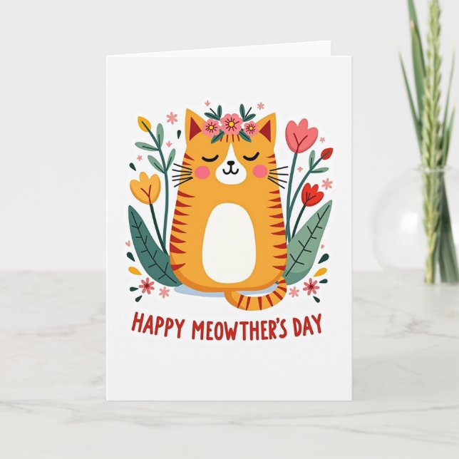 Matte Orange Kitty Love Card (Front)