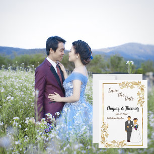 Matte Paper Cute Vintage Photo Save The Date Card