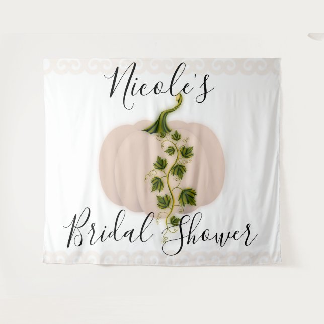 Matte Pink  Pumpkin Fall Bridal Shower Backdrop Tapestry (Front (Horizontal))