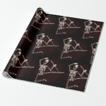 Matte Wrapping Paper, 30" x 6' DANCING SKELETON