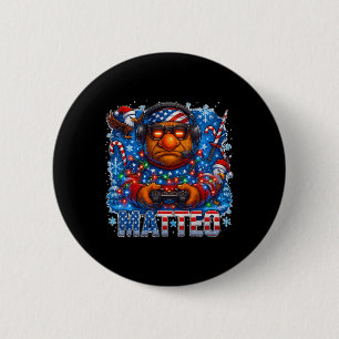 Matteo Meme Italian Brainrot Christmas Usa Flag Ga 2 Inch Round Button