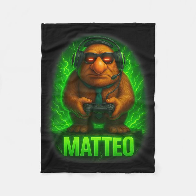 Matteo Meme Italian Brainrot Goblin Tie Hat Vibes  Fleece Blanket (Front)