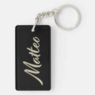 Matteo name whitegold key trailer keychain