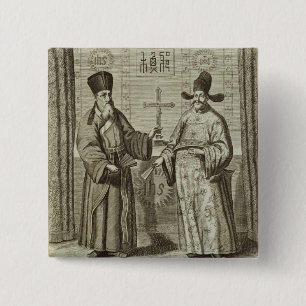 Matteo Ricci (1552-1610) and Paulus Li, from 'Chin 2 Inch Square Button