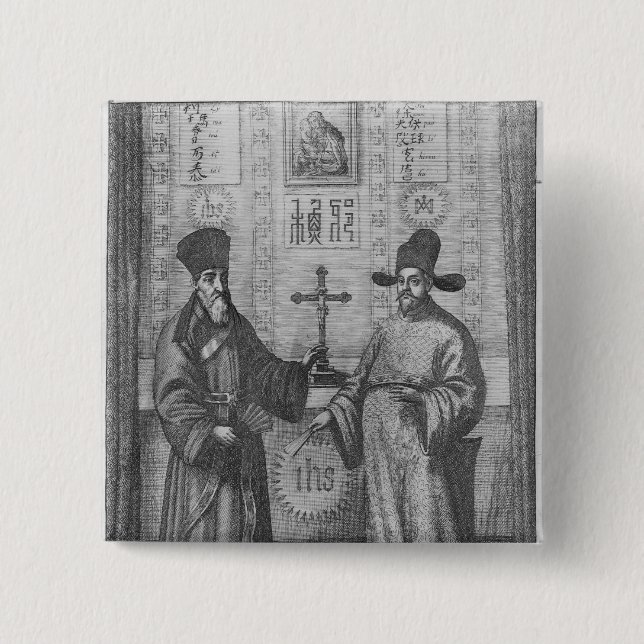 Matteo Ricci  and Paulus Li 2 Inch Square Button (Front)