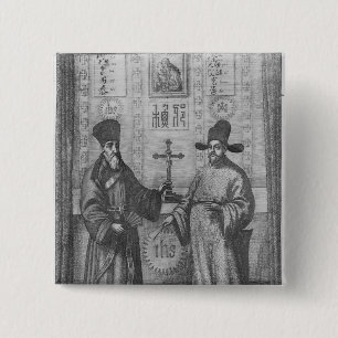 Matteo Ricci  and Paulus Li 2 Inch Square Button