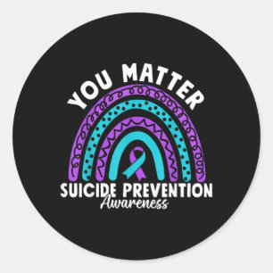 Matter Prevention Awareness Teal Purple Ribbon Classic Round Sticker